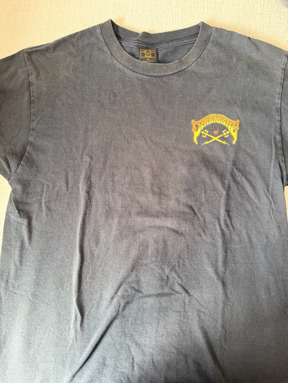 Black Short Sleeve Graphic Tee with Yellow Logo